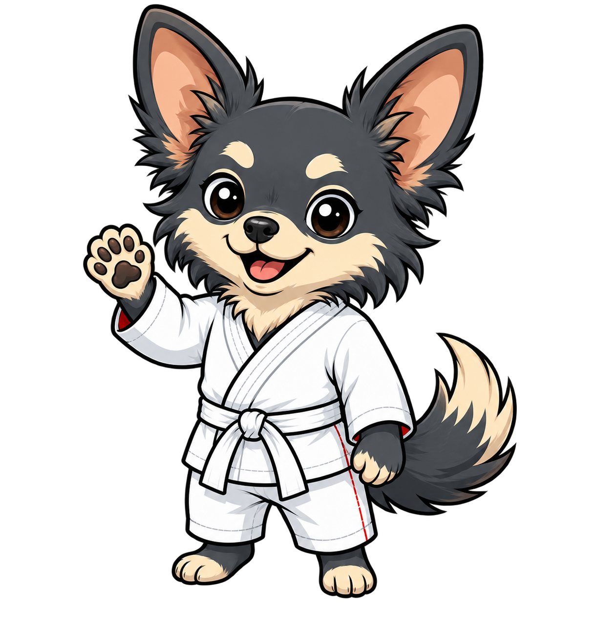 Pogodna maskotka ABCJudo — chihuahua w białej judodze
